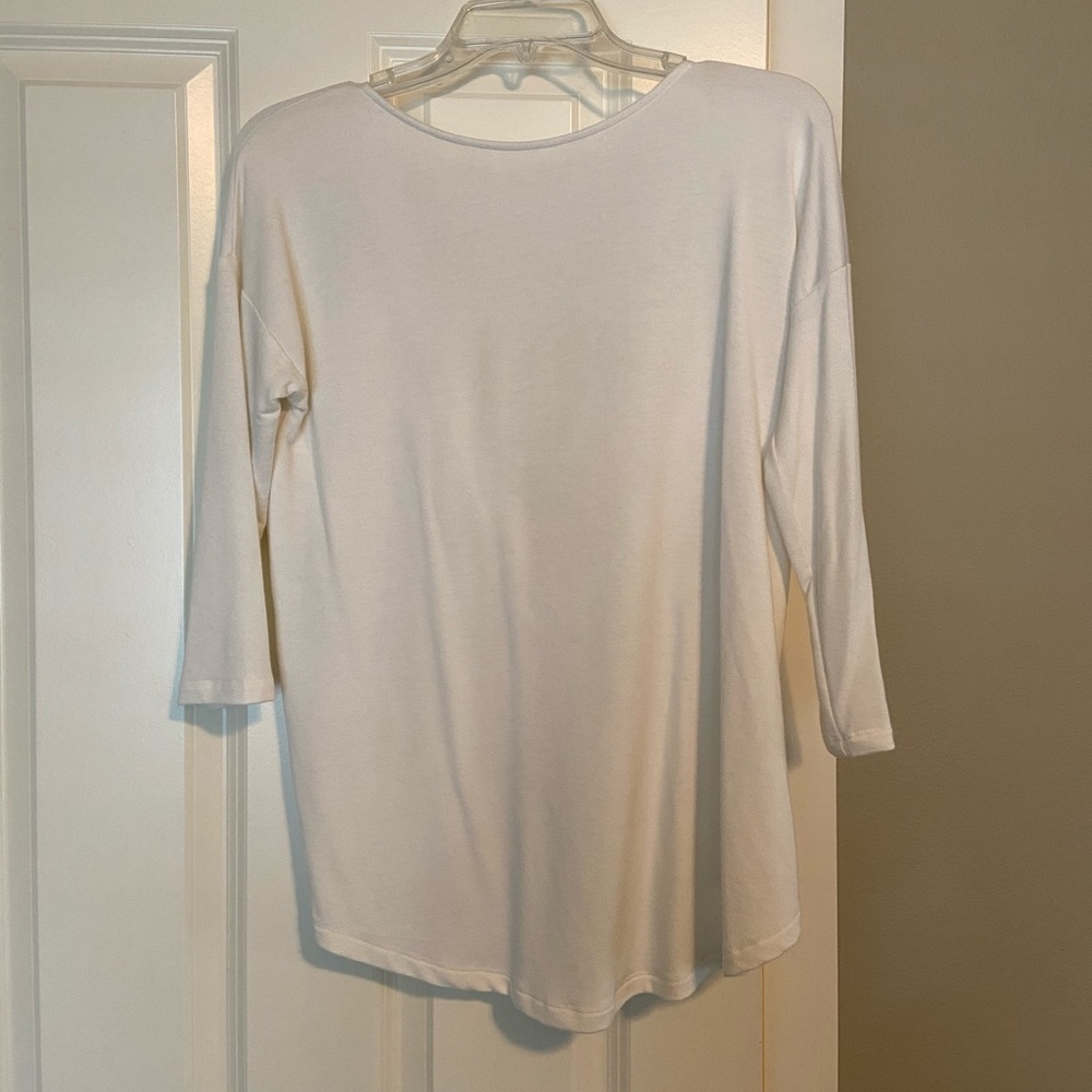 3/4 white top with open-tie back